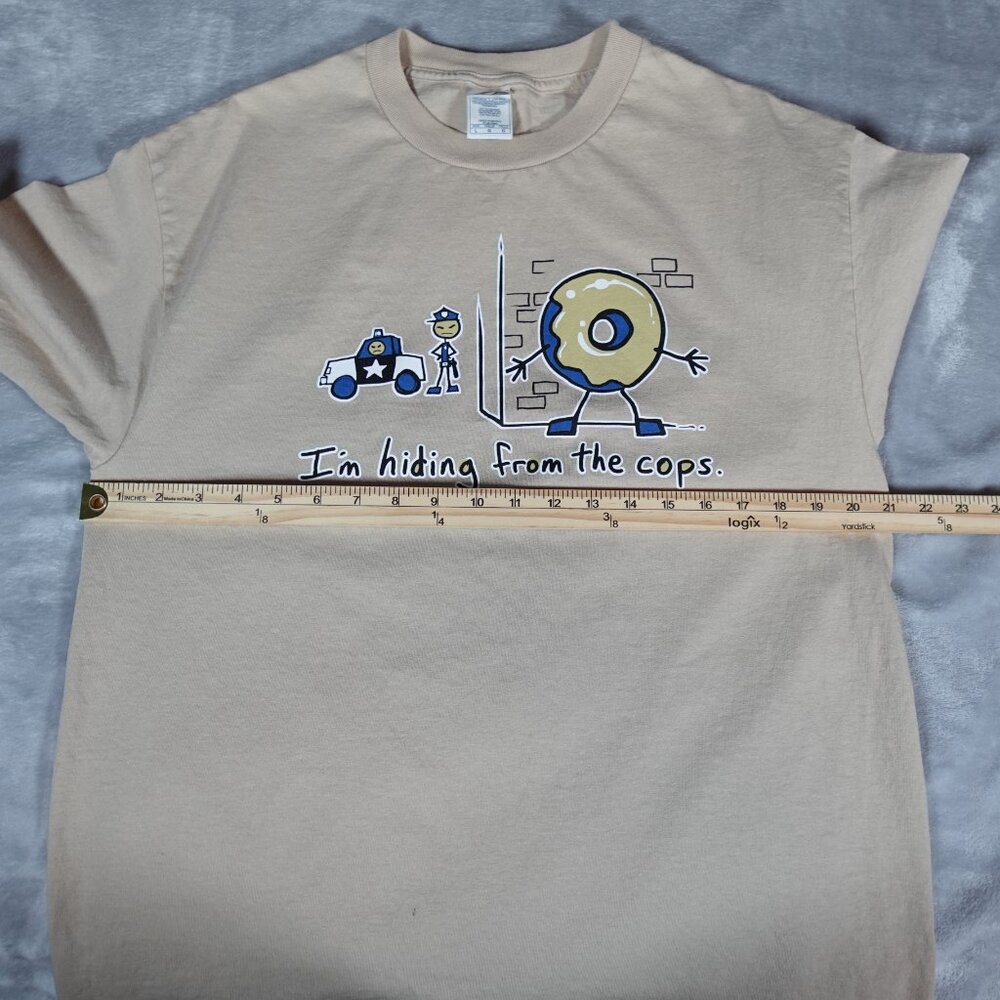 Vintage Im Hiding From The Cops Funny T Shirt Mens L Slim Fit Y2K Small Flaw! - Picture 6 of 7